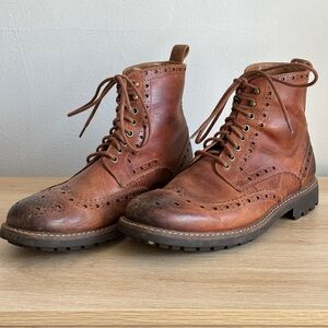 Clarks Mens Montacute Lord Brown Leather Brogue Wingtip Boots